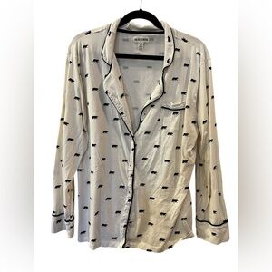 Little Blue House Women’s Pajama Top White With Black Bears Size: XL